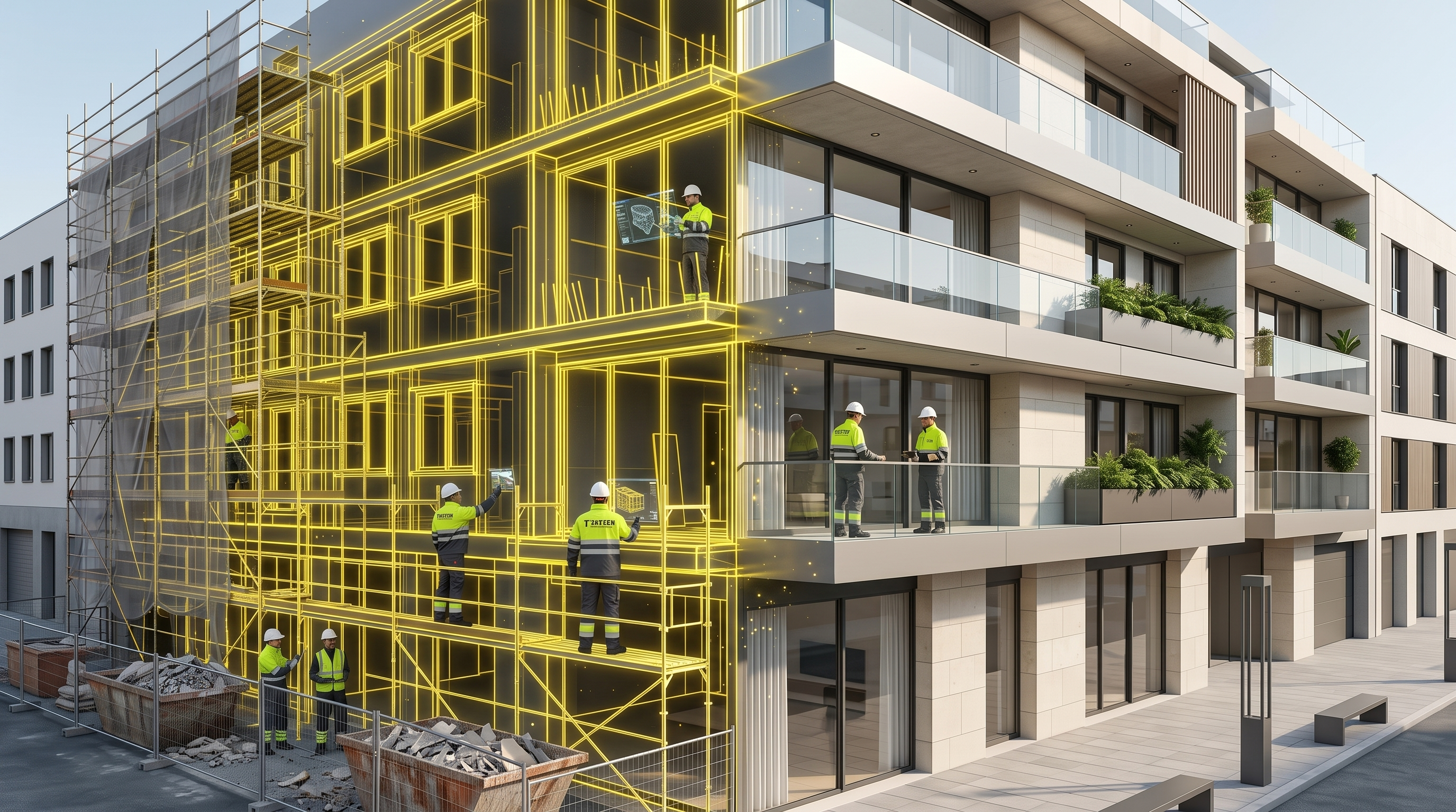 Edifício em reabilitação com estrutura e acabamento concluído